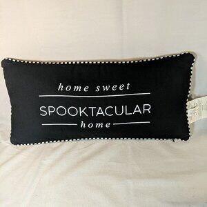 Home Sweet Spooktacular Pillow Adams & co Halloween Black White 18.25x8.25 50346